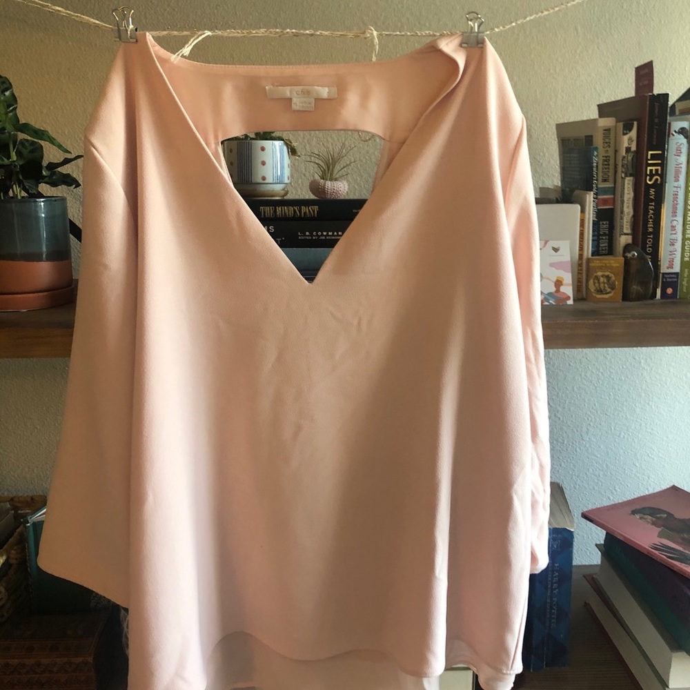 Pastel Pink Flowy 3/4 Sleeve Blouse